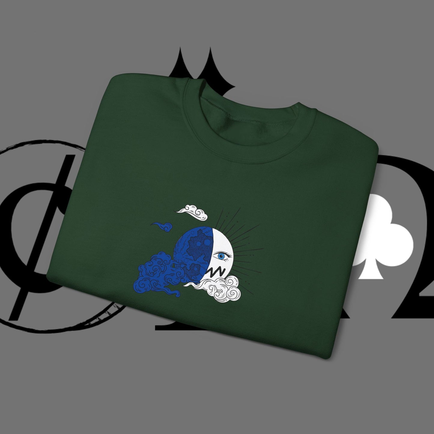 Ocean Wave Crewneck Sweatshirt — Minimal Blue Surf Graphic