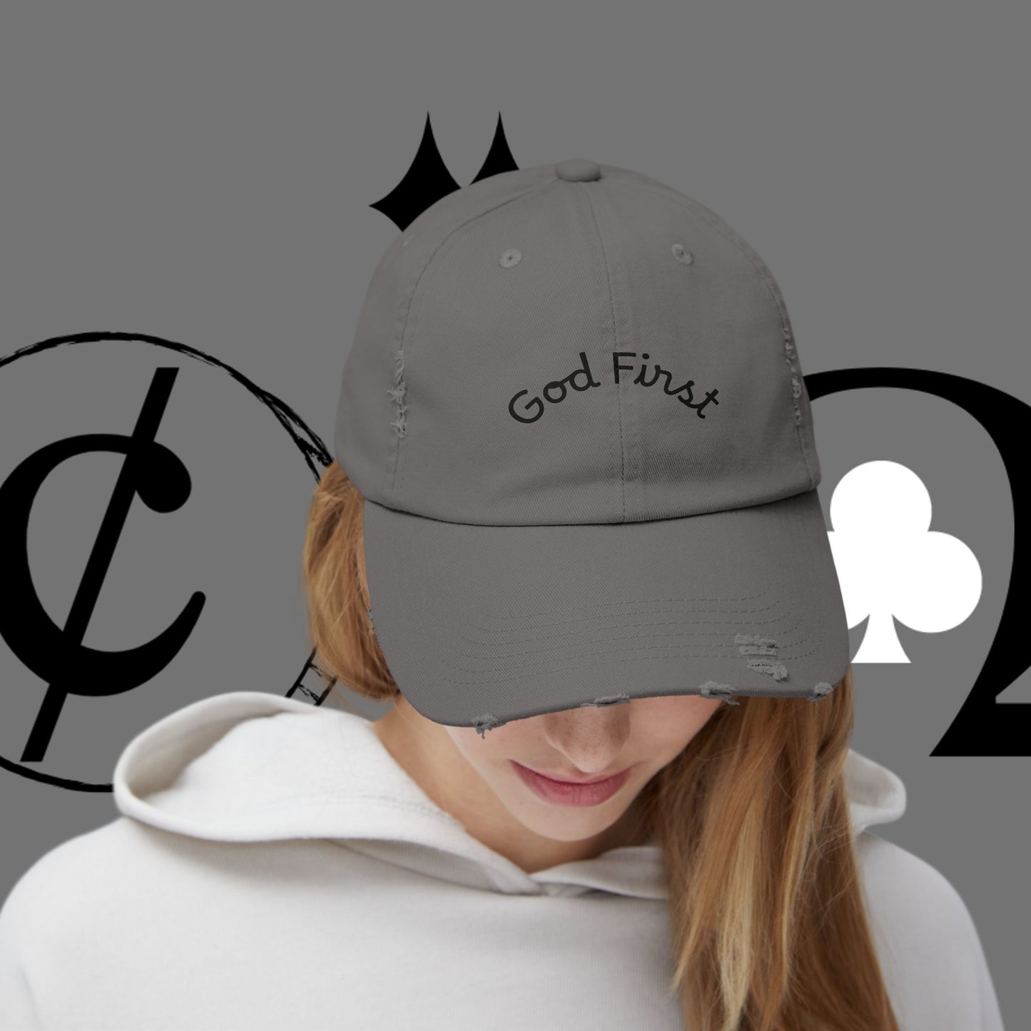 God First Distressed Dad Hat