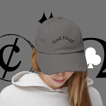 God First Distressed Dad Hat