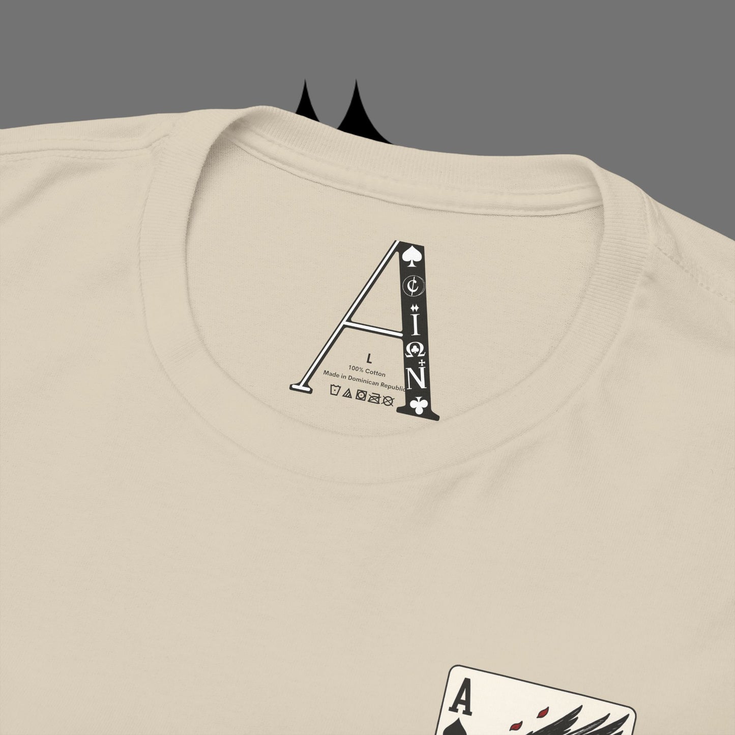 Ace of Crows T‑Shirt — Gothic Playing Card Tee with Raven & Blood Drop Design