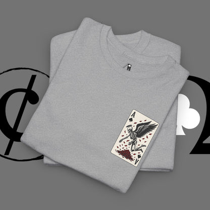 Ace of Crows T‑Shirt — Gothic Playing Card Tee with Raven & Blood Drop Design