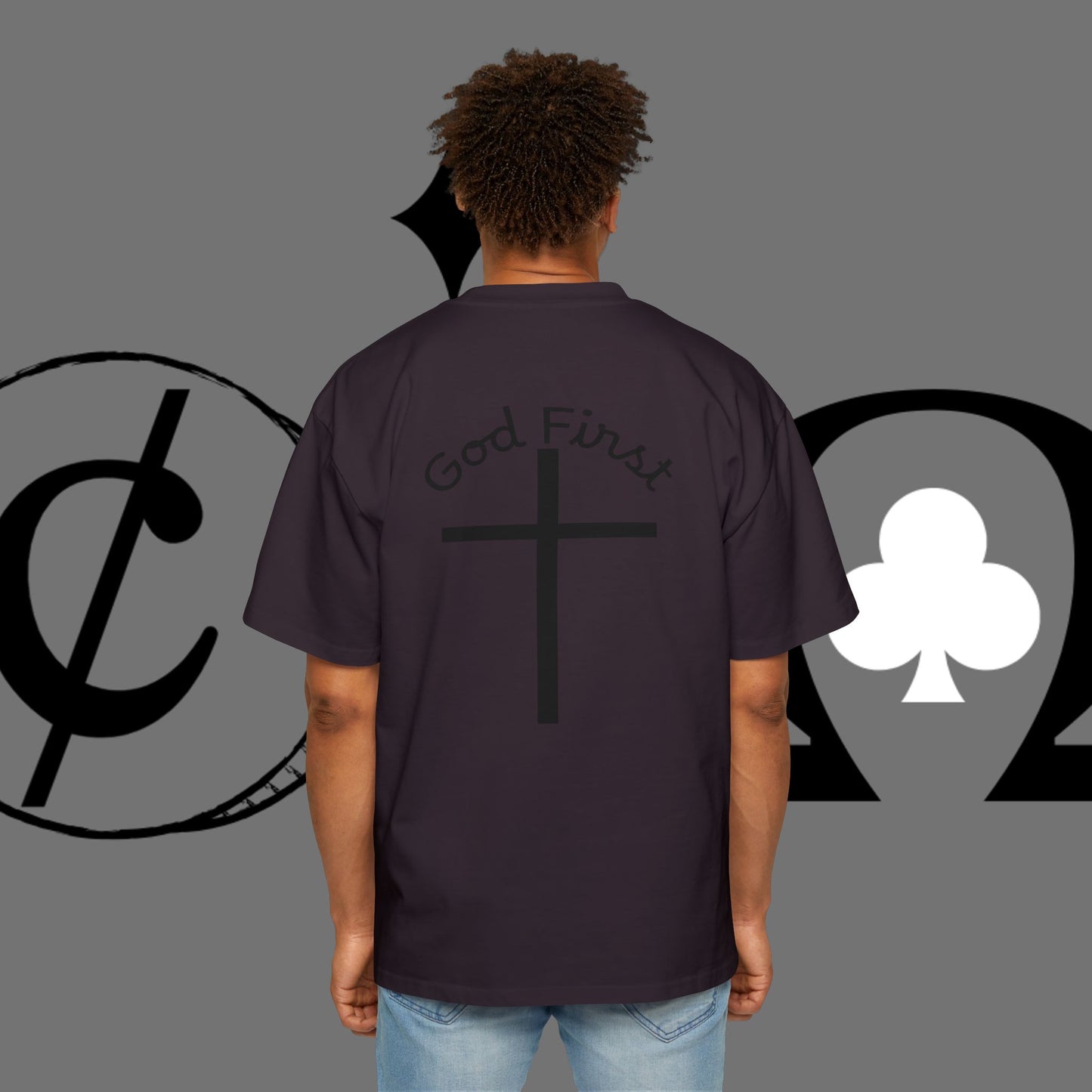 Action Symbol Tee — Minimal Graphic Men's Oversized T-Shirt