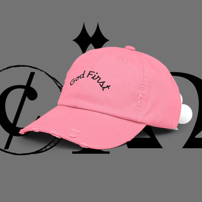 God First Distressed Dad Hat