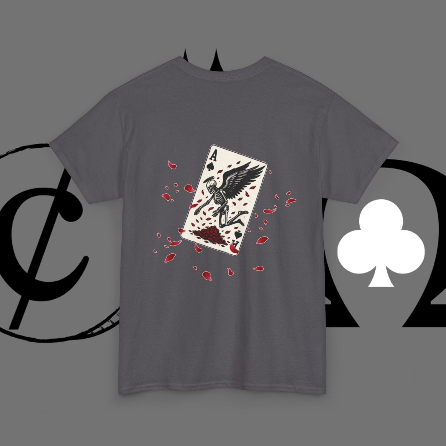 Ace of Crows T‑Shirt — Gothic Playing Card Tee with Raven & Blood Drop Design