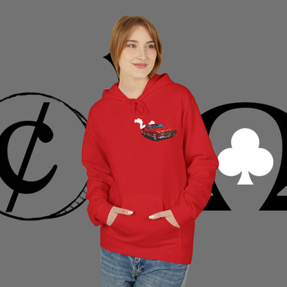 Auto Tech Hoodie — Red Car & Engine Diagram Graphic