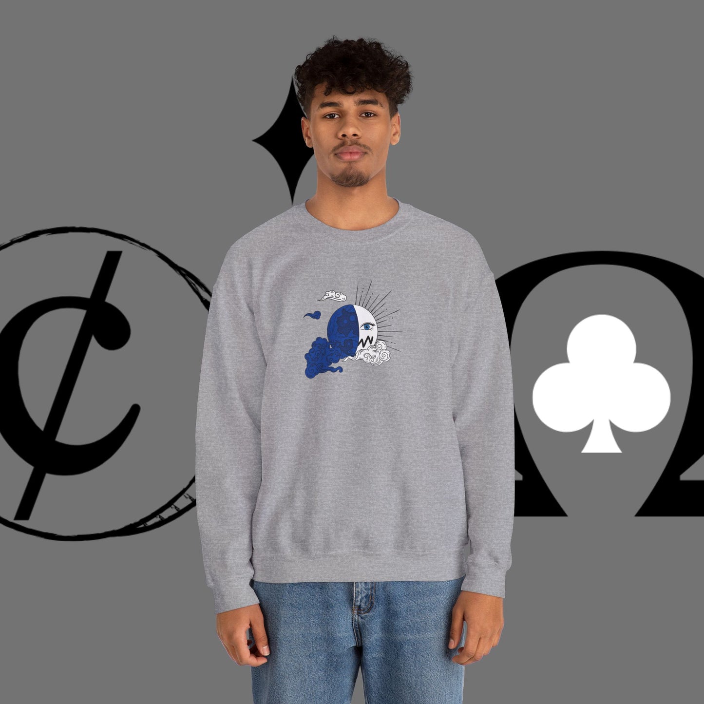 Ocean Wave Crewneck Sweatshirt — Minimal Blue Surf Graphic