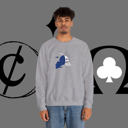 Ocean Wave Crewneck Sweatshirt — Minimal Blue Surf Graphic