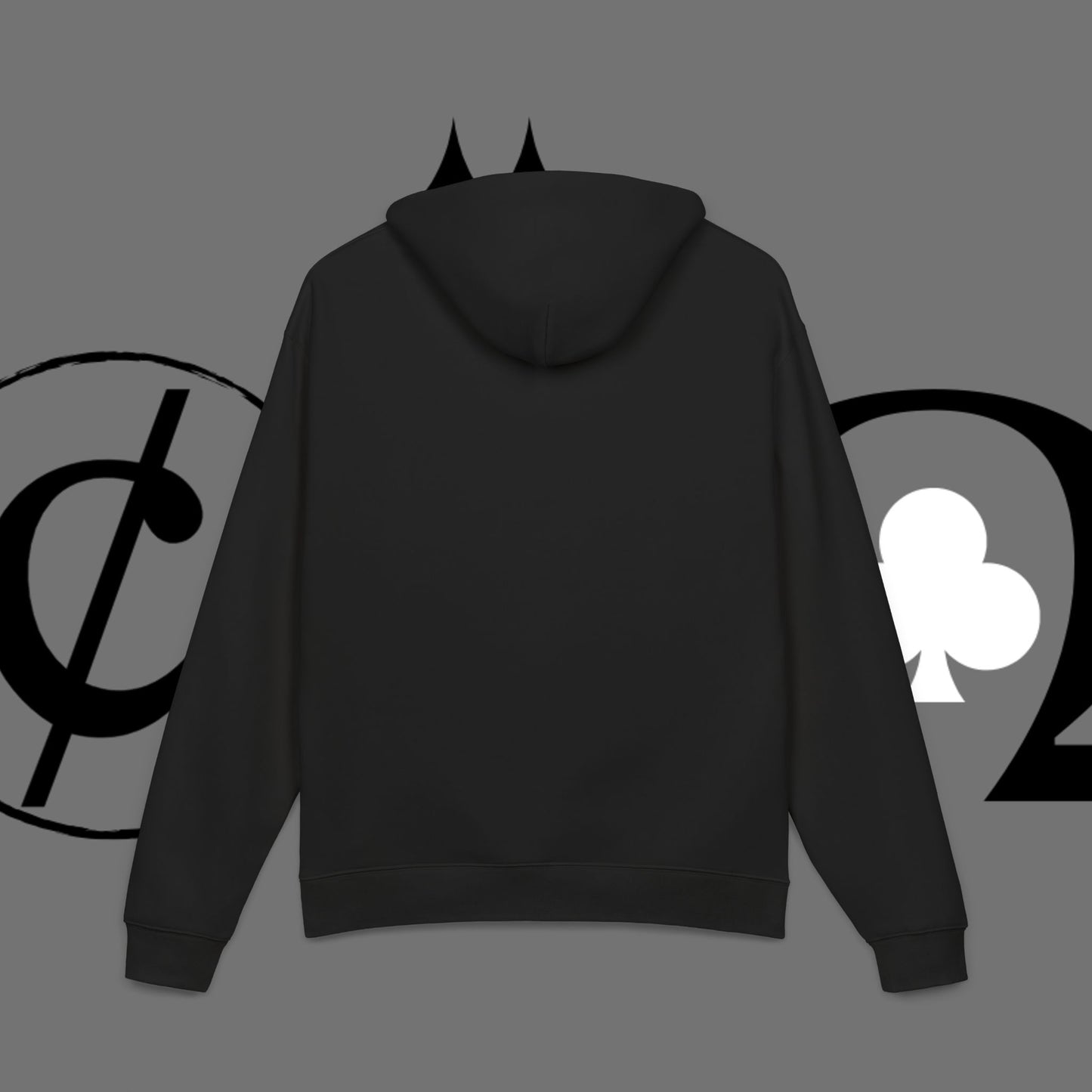 Diamond Floral Hoodie — Minimal White Relaxed Hoodie with Black Floral Emblem