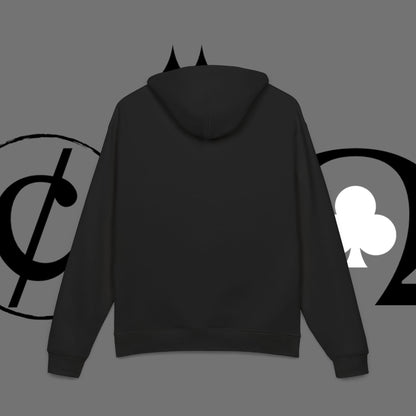 Diamond Floral Hoodie — Minimal White Relaxed Hoodie with Black Floral Emblem