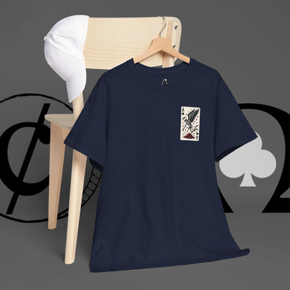 Ace of Crows T‑Shirt — Gothic Playing Card Tee with Raven & Blood Drop Design
