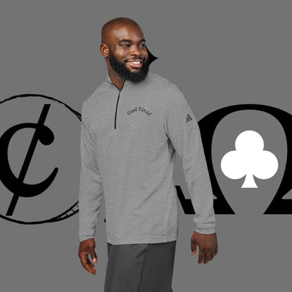 Embroidered 'Good Friend' adidas Quarter-Zip Pullover