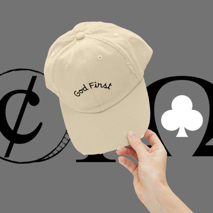God First Distressed Dad Hat