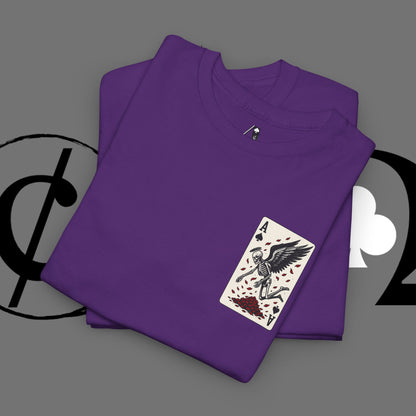 Ace of Crows T‑Shirt — Gothic Playing Card Tee with Raven & Blood Drop Design