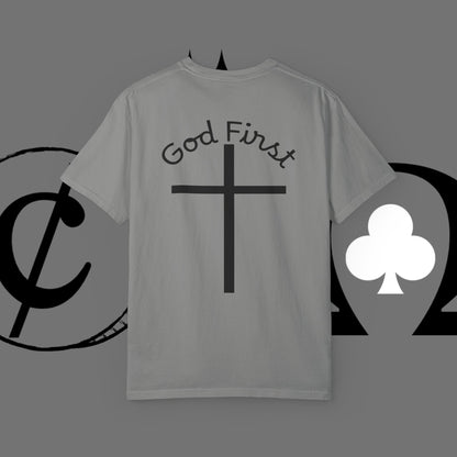 God First Cross T-Shirt — Faith-Based Christian Tee ("God First" Back Print)