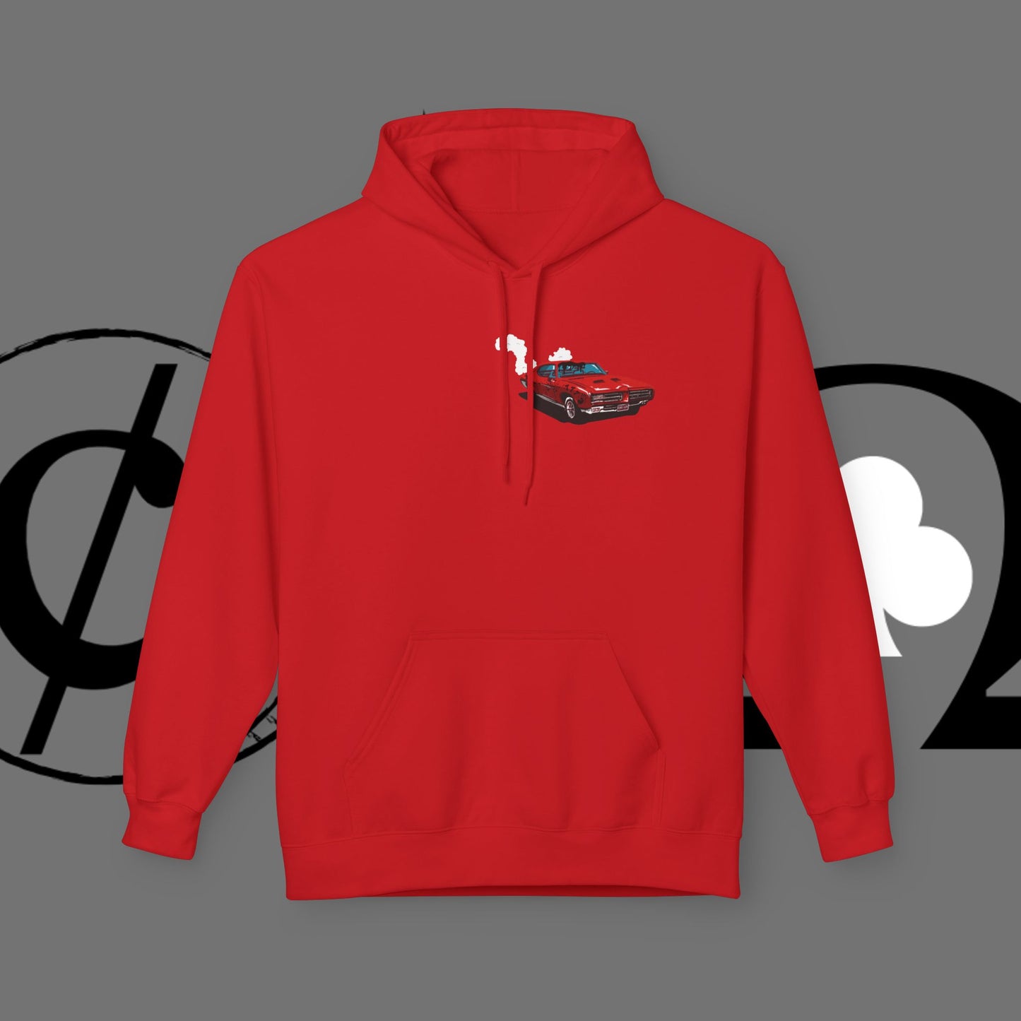 Auto Tech Hoodie — Red Car & Engine Diagram Graphic