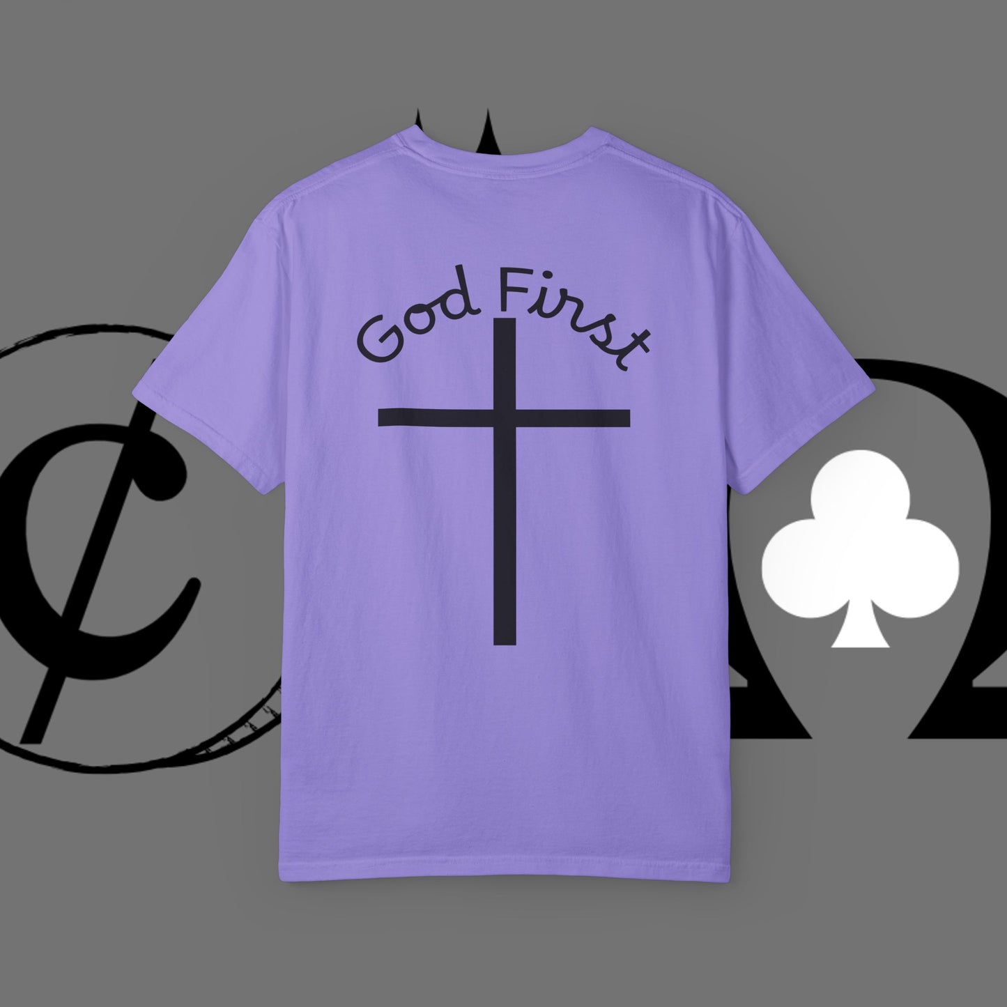 God First Cross T-Shirt — Faith-Based Christian Tee ("God First" Back Print)