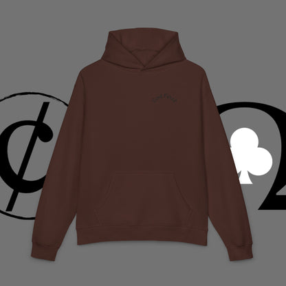 Diamond Floral Hoodie — Minimal White Relaxed Hoodie with Black Floral Emblem