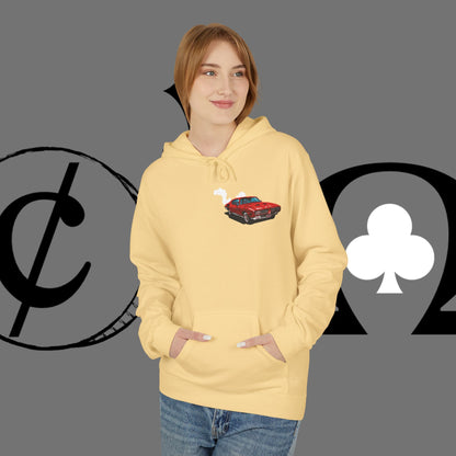 Auto Tech Hoodie — Red Car & Engine Diagram Graphic