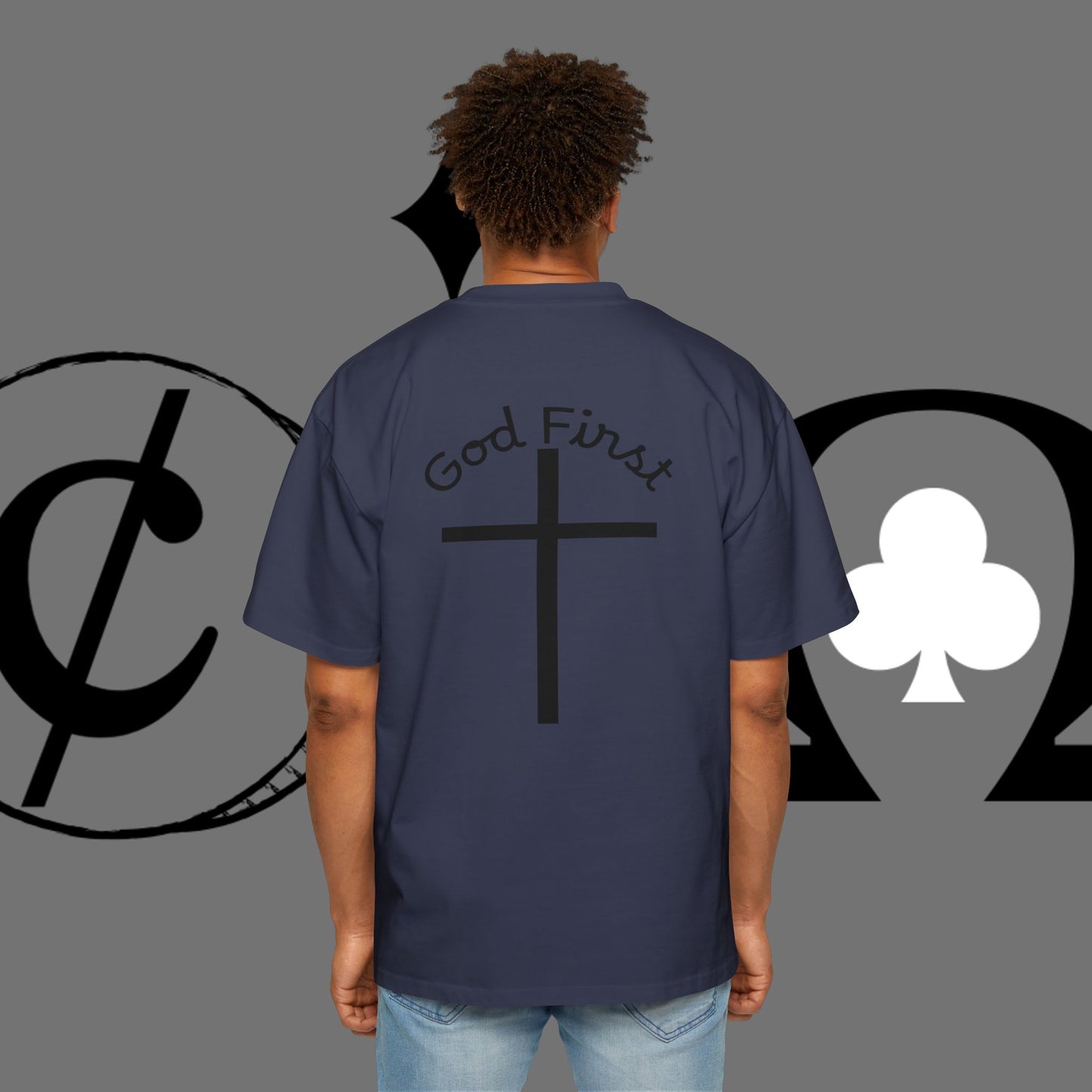 Action Symbol Tee — Minimal Graphic Men's Oversized T-Shirt