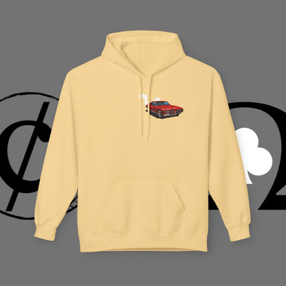 Auto Tech Hoodie — Red Car & Engine Diagram Graphic