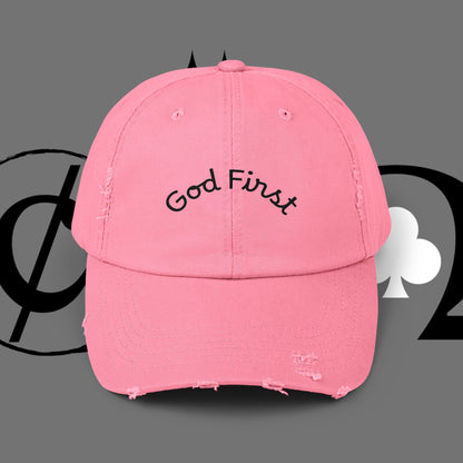 God First Distressed Dad Hat