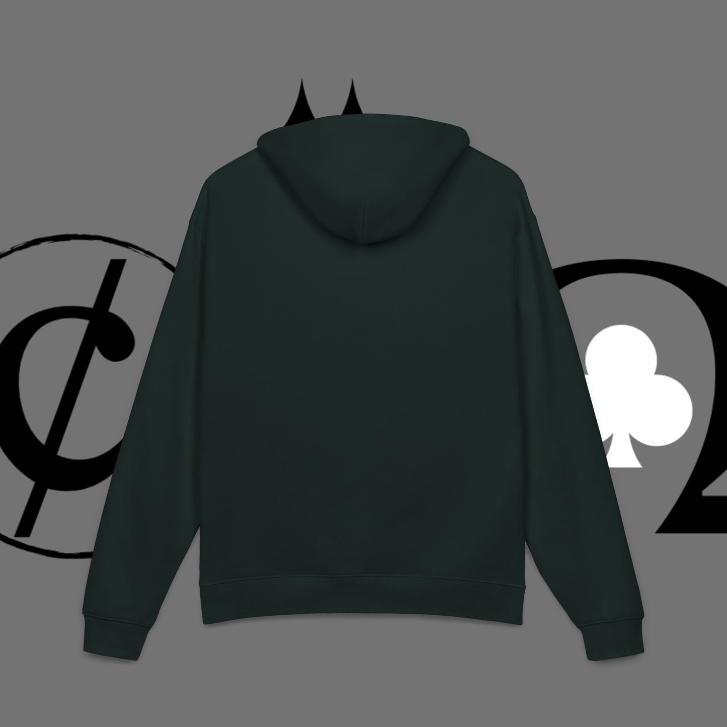 Diamond Floral Hoodie — Minimal White Relaxed Hoodie with Black Floral Emblem