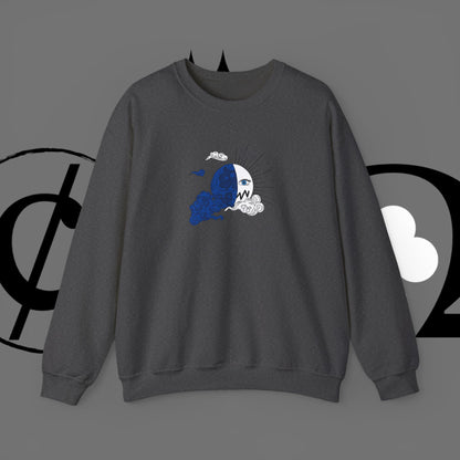 Ocean Wave Crewneck Sweatshirt — Minimal Blue Surf Graphic